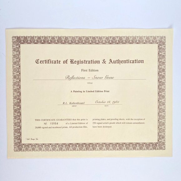 1985 Snow Geese Bob Kothenbeutel Artist Signed Numbered Ltd Edition Wild Images - Picture 4 of 4